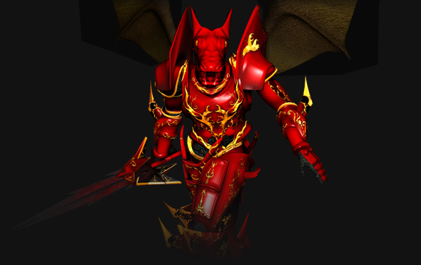 MU Blade Knight wearing red armor and carrying a sword